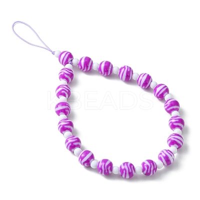 Round Acrylic Beaded Mobile Straps HJEW-JM01249-1