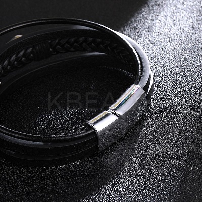 Leather Cords Multi-strand Bracelets with Magnetic Clasp PW-WG89659-01-1