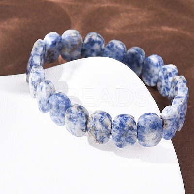 Natural Blue Spot Jasper Faceted Beaded Stretch Bracelets for Women BJEW-K251-07M-1