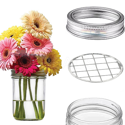 304 Stainless Steel Mason Jar Flower Frog Lid AJEW-WH0347-98A-1