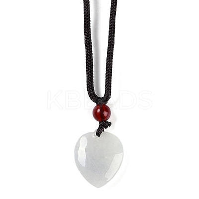 Natural Jadeite Heart Pendant Necklaces NJEW-F321-05-1