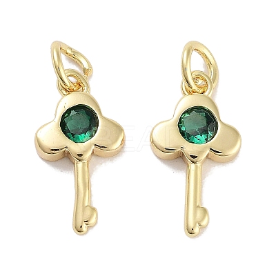 Brass Micro Pave Cubic Zirconia Charms KK-C051-08G-1