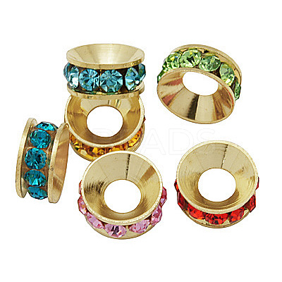 Brass Rhinestone Spacer Beads RB-A020-9mm-LG-1