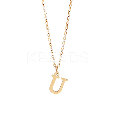 304 Stainless Steel Letter Pendant Necklaces NJEW-LP0001-53U-G-1