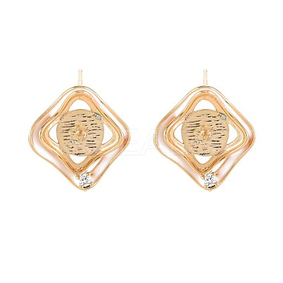 Brass Micro Pave Clear Cubic Zirconia Stud Earring Findings KK-S364-138-1