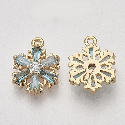 Brass Cubic Zirconia Charms X-ZIRC-S064-019-1