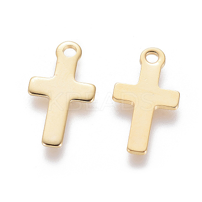 201 Stainless Steel Tiny Cross Charms STAS-L233-072G-1