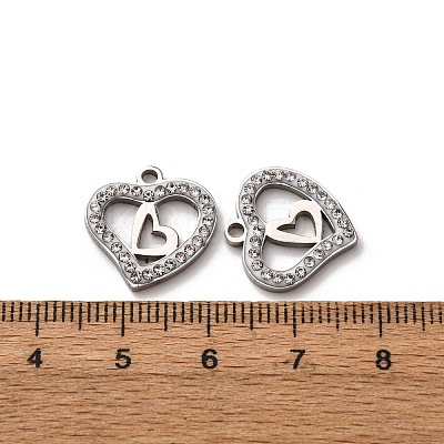 304 Stainless Steel Clay Rhinestone Pendants STAS-P406-17B-P-1