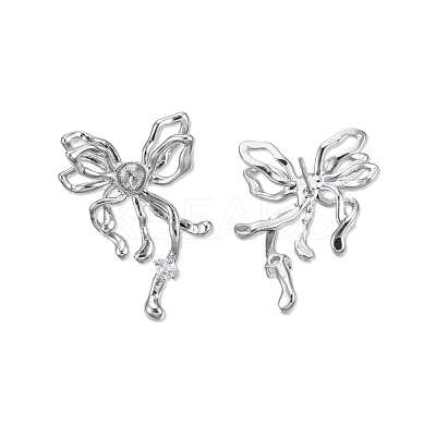 Brass Pave Clear Cubic Zirconia Stud Earring Findings KK-N232-438P-B-1