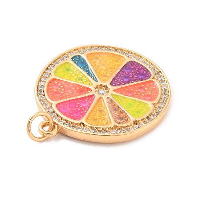 Eco-Friendly Brass Micro Pave Cubic Zirconia with Enamel Pendants KK-K268-33G-1
