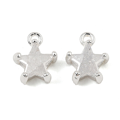Brass Micro Pave Cubic Zirconia Charms KK-C155-09S-01-1