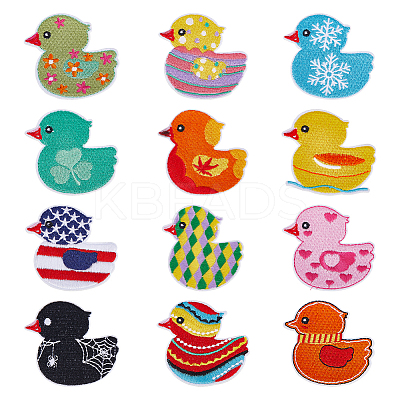 12Pcs 12 Colors Duck Polyester Computerized Embroidery Cloth Iron on/Sew on Patches DIY-WH0890-26-1