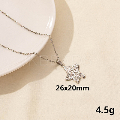 304 Stainless Steel Starfish Pendant Necklaces for Women MD4467-9-1