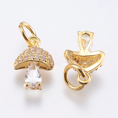 Brass Micro Pave Cubic Zirconia Charms RB-I077-25G-RS-1