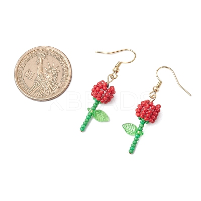 Grade A Round Glass Seed Beads Flower Dangle Earrings EJEW-MZ00451-1
