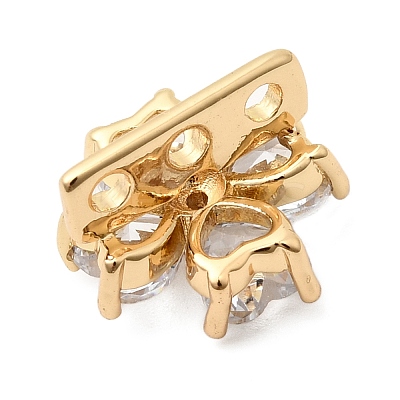 Brass Pave Clear Cubic Zirconia Spacer Bars ZIRC-F146-03G-1