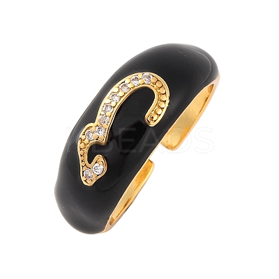 Number 3 Brass Micro Pave Clear Cubic Zirconia Open Cuff Rings RJEW-U009-02A-G-1