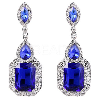 Brass Rhinestone Dangle Stud Earrings FS-WG9D6B6-07-1