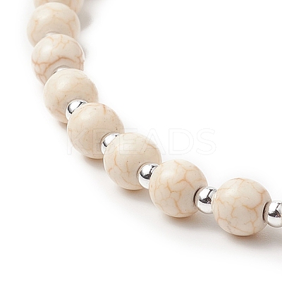 Natural Lava Rock & Synthetic Turquoise Rosary Bead Necklace NJEW-JN04237-02-1