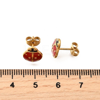 Ladybug 304 Stainless Steel Stud Earrings for Women EJEW-K243-15G-1