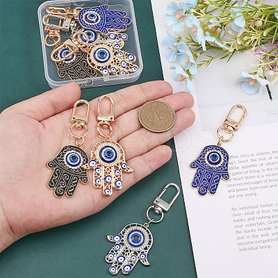 8Pcs 4 Style Alloy Enamel Turkish Evil Eye Pendant Decoration KEYC-GL0001-07-1