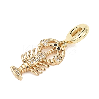 Brass Micro Pave Clear Cubic Zirconia Sea Animal European Dangle Charms LS-KK-B159-04G-02-1
