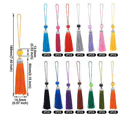 28Pcs 14 Colors Polyester Tassel Big Pendants Decorations HJEW-TA0001-07-1