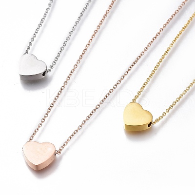 304 Stainless Steel Heart Pendant Necklaces NJEW-I240-25-1
