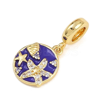 Brass Micro Pave Clear Cubic Zirconia European Dangle Charms KK-N271-46G-02-1