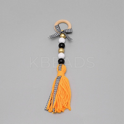 Senior Year Theme Wooden Woolen Yarn Tassels Pendant Decorations HJEW-TAC0013-08A-1