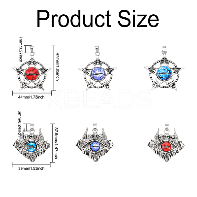 12Pcs 6 Style Glass Pendants FIND-CA0006-94-1