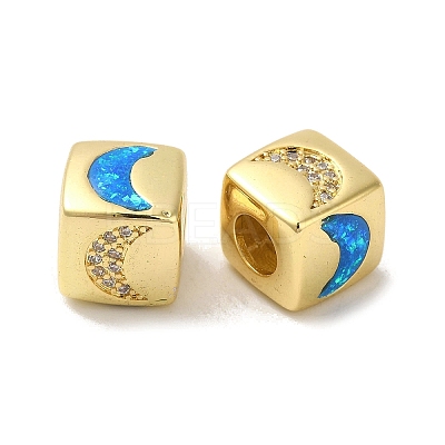 Rack Plating Brass Micro Pave Cubic Zirconia Beads KK-P268-01G-12-1