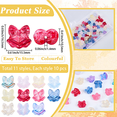 110Pcs 11 Colors Christmas Theme Transparent Spray Paint Glass Beads GLAA-PA0001-20-1