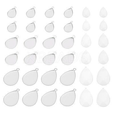 DIY Blank Teardrop Dome Pendant Making Kit DIY-UN0005-01-1