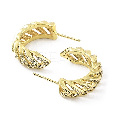 Letter C Rack Plating Brass Micro Pave Clear Cubic Zirconia Stud Earrings for Women KK-Z038-13G-1