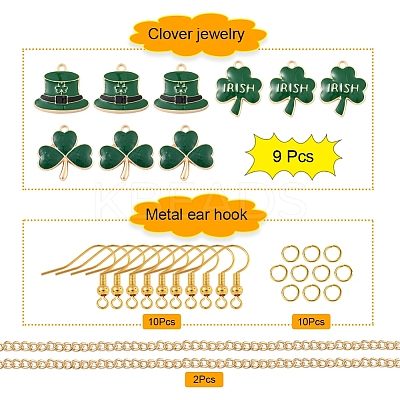 DIY Clover Pendant Jewelry Sets Making Kit DIY-YW0005-05G-1