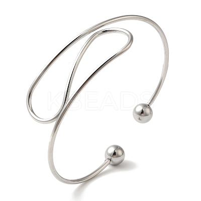 Non-Tarnish Curve Open Cuff Bangles for Women BJEW-Z071-03P-1