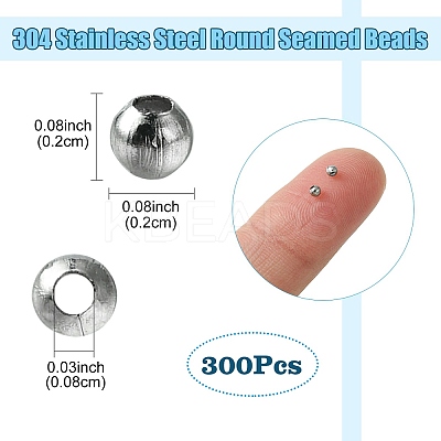 304 Stainless Steel Round Seamed Beads STAS-YW0001-84-1