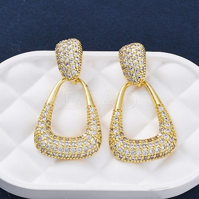 Teardrop Brass Micro Pave Clear Cubic Zirconia Cuff Earrings EJEW-K305-01G-1