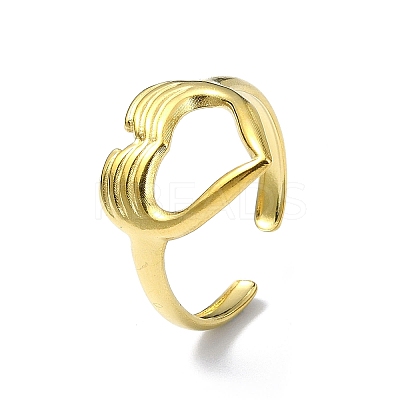 Ion Plating(IP) 304 Stainless Steel Open Cuff Ring RJEW-L109-043G-1