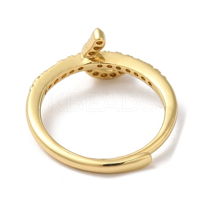 Rack Plating Brass Cubic Zirconia Arabic Letters Adjustable Rings for Women RJEW-S407-10G-03-1