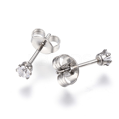 Gifts for Boyfriend Valentines Day Cubic Zirconia Ear Studs X-EJEW-H072-01-1
