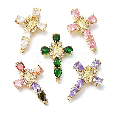 Rack Plating Brass Micro Pave Cubic Zirconia Links KK-P287-51G-1