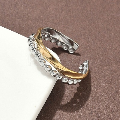 304 Stainless Steel Double Color Cuff Rings RJEW-S635-01GP-D-1