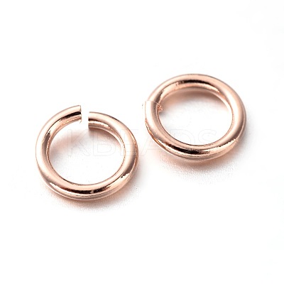 Eco-Friendly PVD Vacuum Plating & Long-Lasting Plated Brass Open Jump Rings X-KK-E663-6mm-RG-1