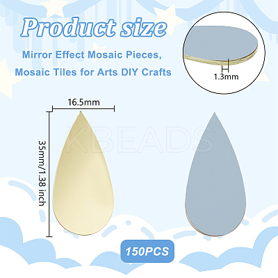 150Pcs Teardrop Glass Cabochons DIY-OC0001-39B-1