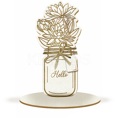 Mother's Day Wood Flower Bouquet Greeting Card AJEW-WH0441-007-1