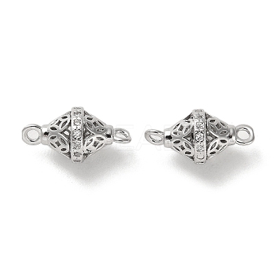 Brass Micro Pave Clear Cubic Zirconia Bicone Connector Charms ZIRC-P112-04P-1