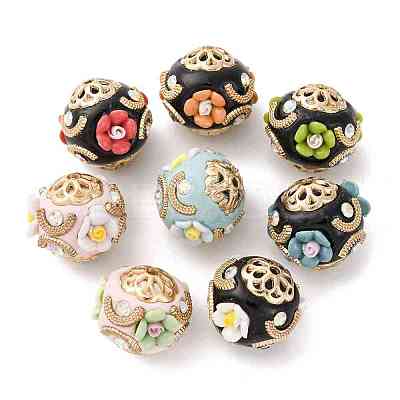 Handmade Resin Indonesia Round Beads IPDL-P005-05KCG-M-1