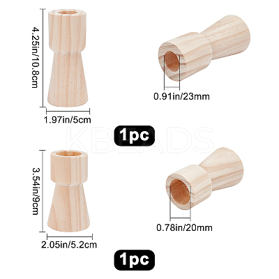 2Pcs 2 Style Wood Candle Holder AJEW-GF0004-05A-1
